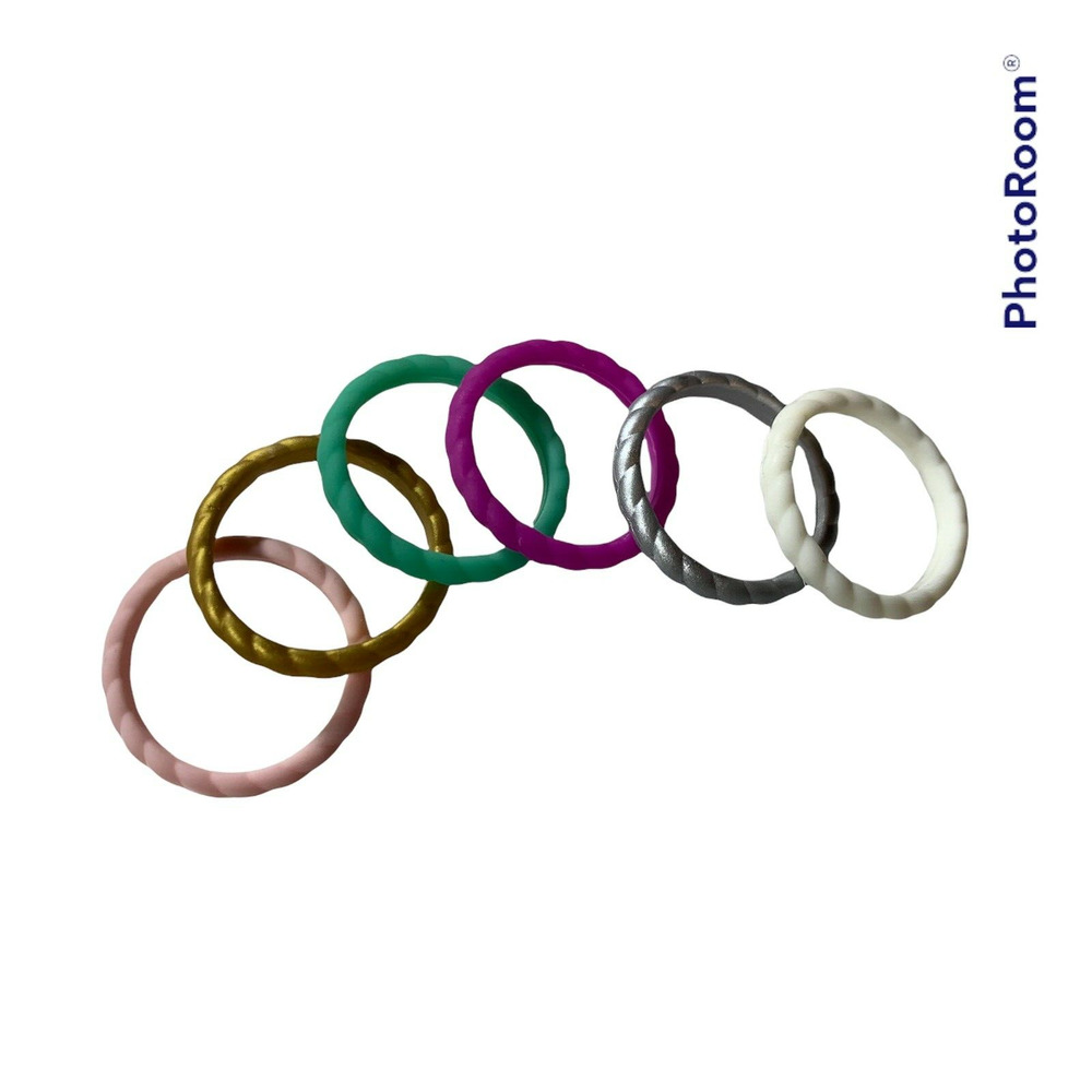 Silicone Rings 6 Pack Size 5.5 - 6 Wedding Bands for Women MultiColor NEW